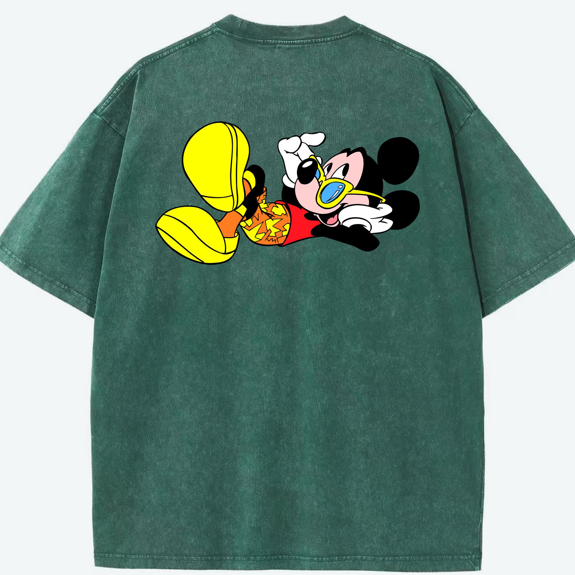 （画像用） ミッキーマウス Mickey Mouse 綿100% ヴィンテージ風 半袖Tシャツ（背面プリント）